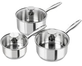 MICHELANGELO ensemble face avant montrant trois casseroles pratiques