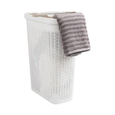 Mind Reader vue frontale du panier blanc offrant gain de place