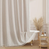 MitoVilla rideau de douche face complète taupe apportant ambiance bohème