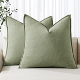 MIULEE housse 24x24 face avant couleur vert sauge, aspect décoratif naturel