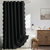MIULEE rideau de douche noir en faux lin vue de face apportant élégance