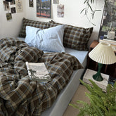 mixinni housse de couette vue avant emballage montrant le motif buffalo et bénéfice esthétique