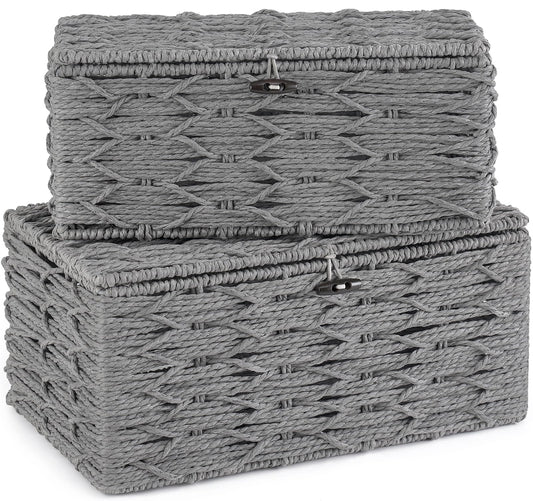 Mkono vue frontale des deux paniers gris pour rangement élégant