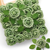Mocoosy roses vert sauge ensemble montrant 50 tiges réalistes bénéfique pour décorations