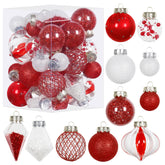 MoonXmas vues des boules rouge et blanc sur emballage, facile à installer