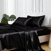 MR&HM ensemble de draps satin noir plié, finition luxueuse et entretien facile