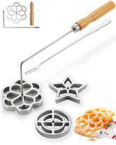 MUMSUNG vue d'ensemble des trois moules inox pour buñuelos, présentation pratique
