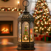 MXwcy vue de face du globe décoratif montrant la scène de Noël animée