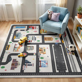 Nayoroom tapis face avant ville montrant routes et bâtiments pour jeu imaginatif