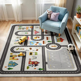 Nayoroom tapis face avant montrant routes et bâtiments pour jeu imaginatif