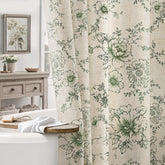 NDDYCU rideau de douche face avant montrant motif floral et bénéfice déco
