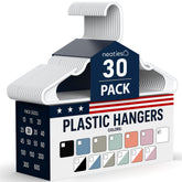 Neaties pack de 30 cintres blancs montrant face avant, organisation efficace