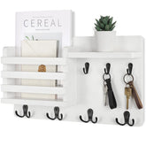 Nekon vue frontale du porte-courrier blanc organisant courrier et clés