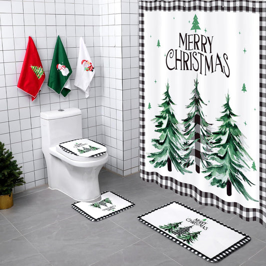 Newwiee rideau de douche avant présentant un motif de Noël et protection imperméable