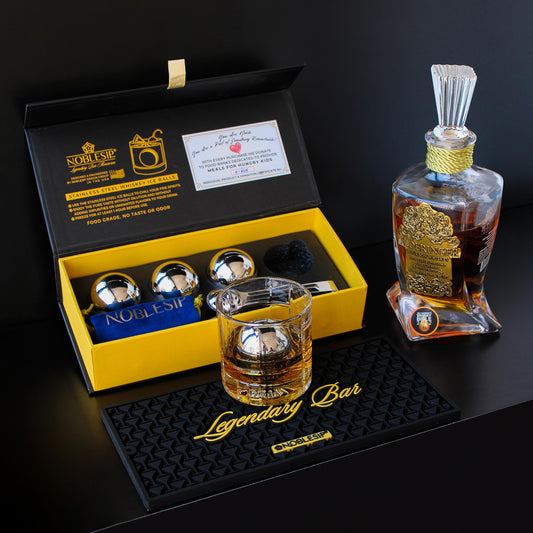 NobleSip coffret ouvert montrant les boules et accessoires, cadeau élégant