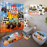 Nuanchu rideau de douche face avant montrant design monster truck et protection imperméable