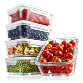 NutriChef face du lot de 5 contenants verre, présentation compacte et durable
