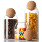NUTRIUPS bocal en verre face ensemble montrant trois tailles et gain de rangement