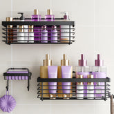 ODesign étagère de douche face montrant design noir et gain de place