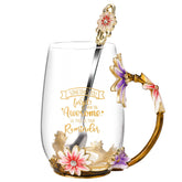 OEAGO mug face avant affichant design floral et élégance décorative