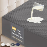 OhGeni protège-matelas devant Queen gris montrant coupe et ajustement pour protection