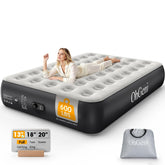 OhGeni matelas face avant montrant la pompe intégrée pour installation rapide