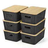Ohmlove vue frontale du pack de 6 paniers, rangement élégant et gain de place