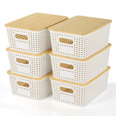 Ohmlove panier face avant avec couvercle bambou, rangement soigné