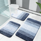 OLANLY vue avant de l'ensemble de 3 tapis bleu foncé, apportant confort et style