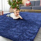 OLANLY vue avant du tapis bleu marine, apporte confort esthétique