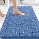OLANLY vue du devant du tapis avec emballage, montre le format compact et la finition