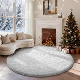 Ophanie tapis rond face avant blanc montrant un aspect moelleux et décoratif