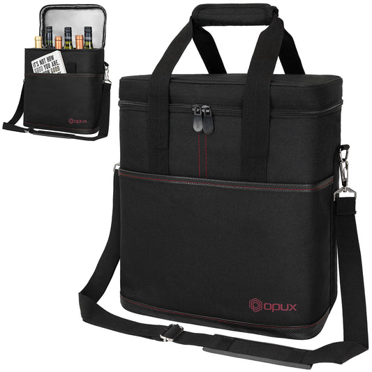 opux vue frontale du sac à vin avec fermeture zippée et design résistant