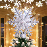 OurWarm pic de sapin face avant montrant flocons et effet féerique