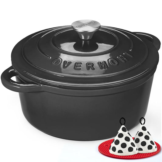 Overmont cocotte 5,5QT face graphique élégante et cuisson homogène