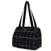 PackIt Hampton vue avant tote noire grid montrant capacité et style