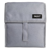 PackIt sac de déjeuner face avant montrant design gris et fermeture zip bénéfice maintien au frais