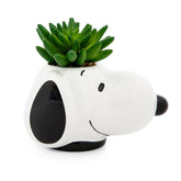 Peanuts Snoopy visage sur pot en céramique, ajout décoratif nostalgique