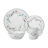 Pfaltzgraff assiette face avant montrant motif houx et liseré vert, esthétique élégante