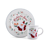 Pfaltzgraff tasse et sous-tasse face montrant motif hivernal et convivialité