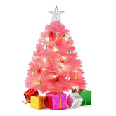 PREXTEX sapin de table rose vue avant, ajoute une touche festive compacte
