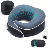 Proglobe Travel Pillow vue avant du coussin et emballage, confort immédiat