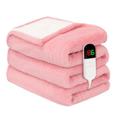 PTQ couverture chauffante face avant rose montrant la texture et confort