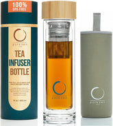 Pure Zen Tea bouteille face montrant silhouette et capacité, design portable