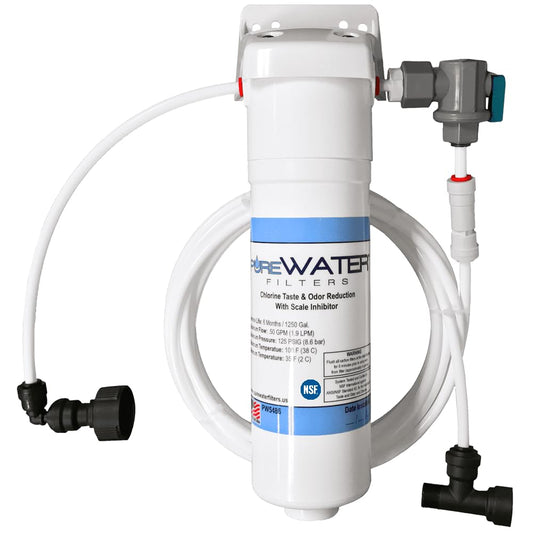 PureWater Filters emballage face avant montrant le kit et bénéfice installation rapide
