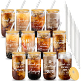 Purpeak lot de 12 gobelets en verre montrant le devant et le design, parfait pour cadeaux