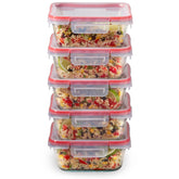 Pyrex Freshlock vue avant de l’ensemble avec couvercles, solution pratique de stockage