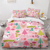 QEODAH face avant du packaging montrant la housse rose et la taie, décor festif