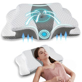 QIUBABYO oreiller face avant montrant forme ergonomique pour soutien immédiat