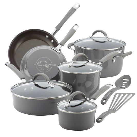 Rachael Ray ensemble devant montrant finition Sea Salt Gray et utilité décorative
